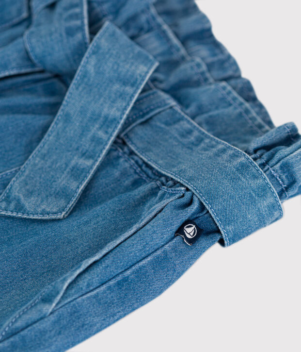 Short in denim leggero bambina blu