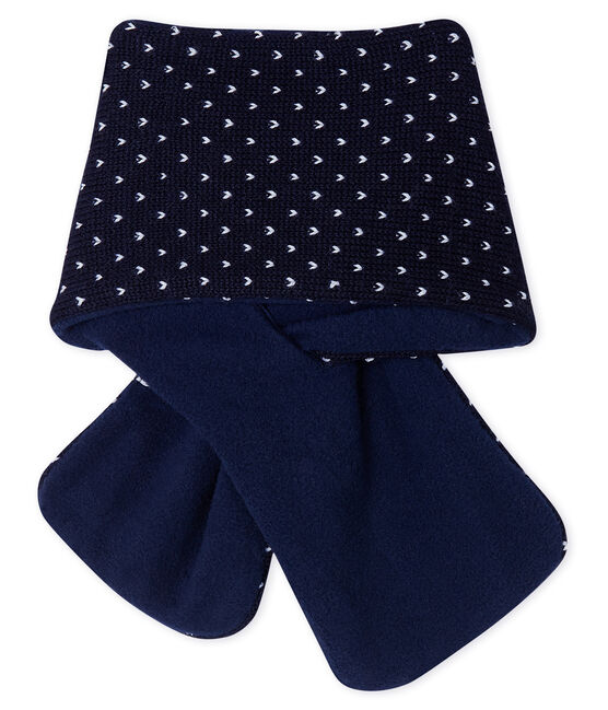 Sciarpa bebè unisex foderata in pile blu SMOKING/bianco MARSHMALLOW
