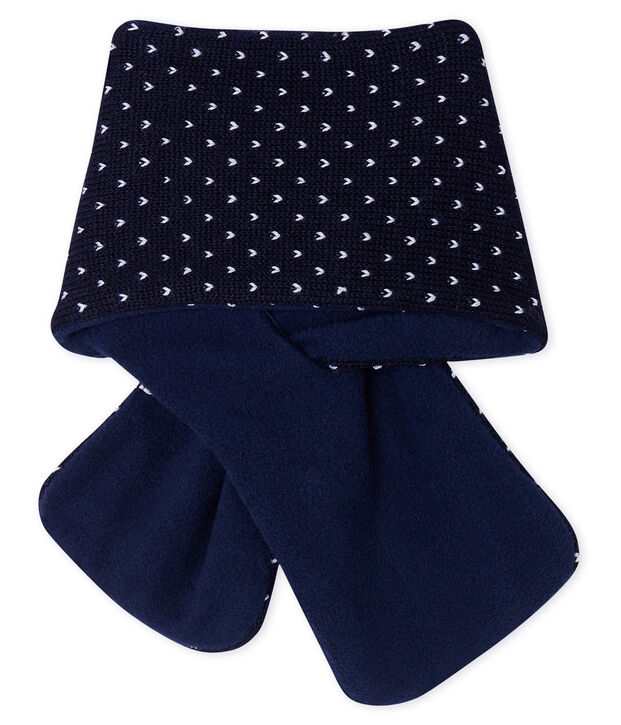 Sciarpa beb&egrave; unisex foderata in pile blu/bianco