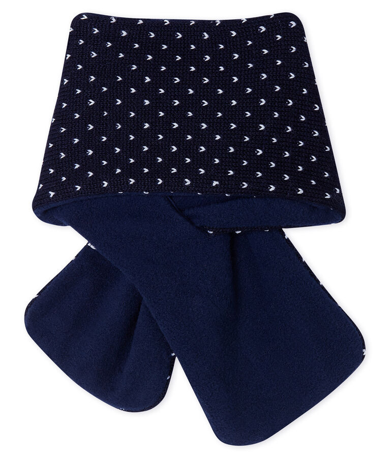 Sciarpa beb&egrave; unisex foderata in pile blu/bianco
