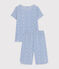 Pigiama Capri bambino fantasia fiori in cotone blu MARSHMALLOW/ INCOGNITO