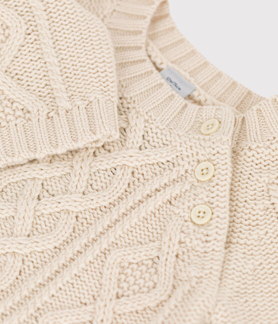 Maglione in maglia intrecciata di cotone per neonati ecru AVALANCHE