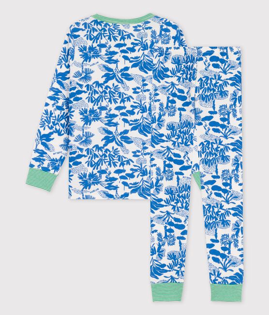 Pigiama stampa vegetale bambino in cotone bianco MARSHMALLOW/blu BRASIER