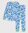 Pigiama stampa vegetale bambino in cotone bianco MARSHMALLOW/blu BRASIER