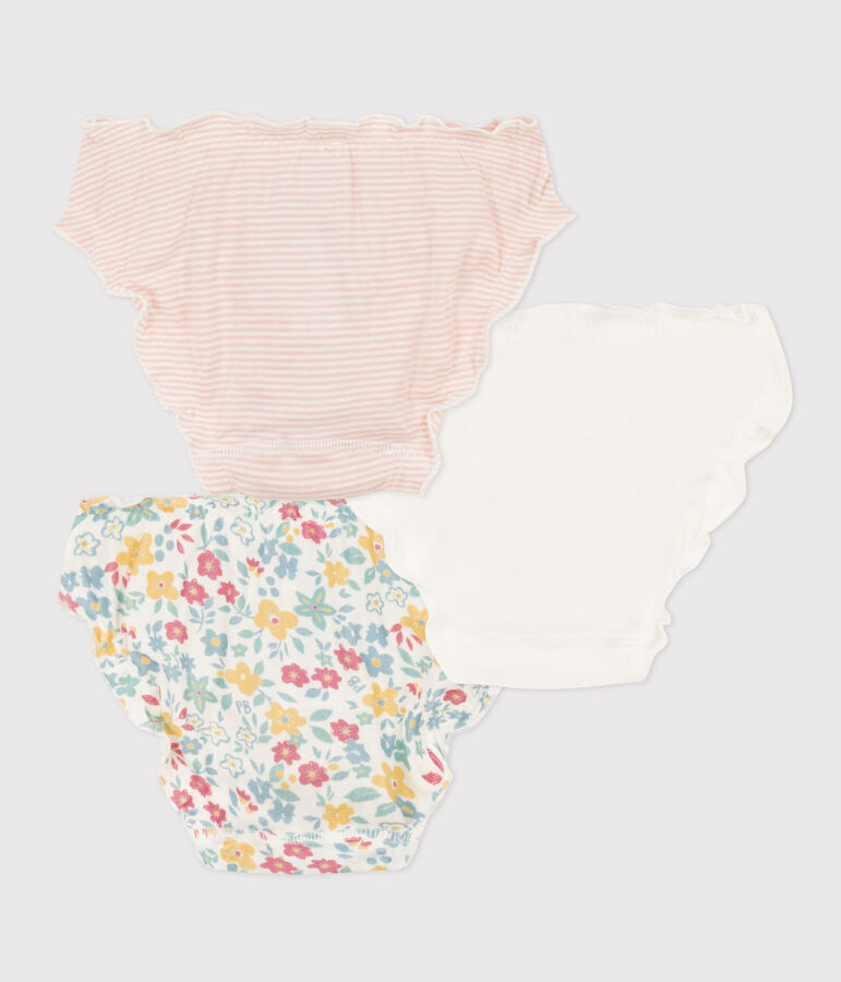 Confezione da 3 slip bambina in cotone a fiori multicolore