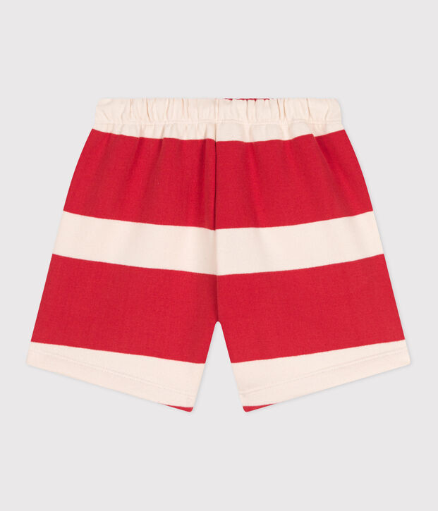 Shorts in cotone a righe bambina rosso/ecru