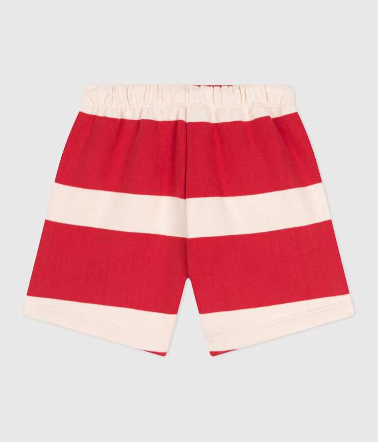 Shorts in cotone a righe bambina rosso/ecru
