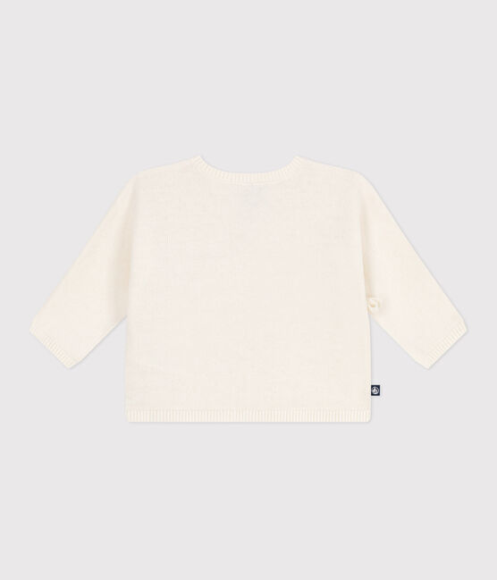 Brassière con incrocio in maglia traforata di misto lana e cotone neonato bianco MARSHMALLOW
