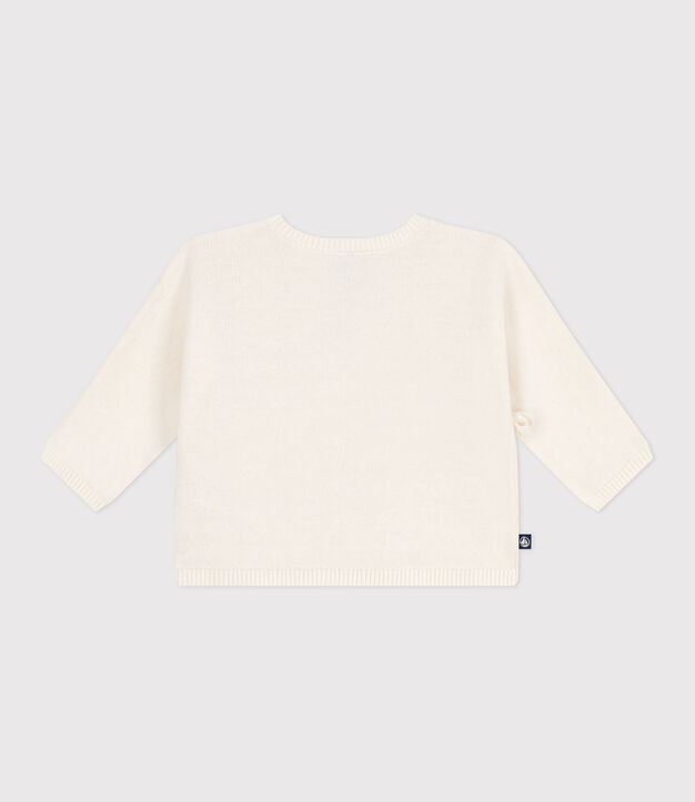 Brassi&egrave;re con incrocio in maglia traforata di misto lana e cotone neonato bianco