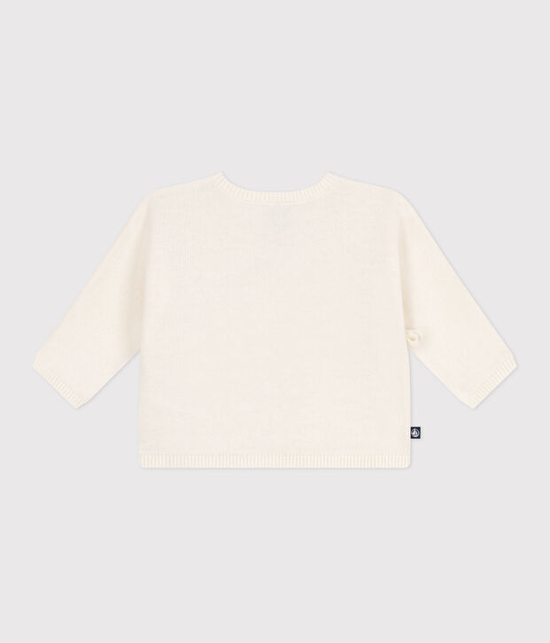 Brassi&egrave;re con incrocio in maglia traforata di misto lana e cotone neonato bianco