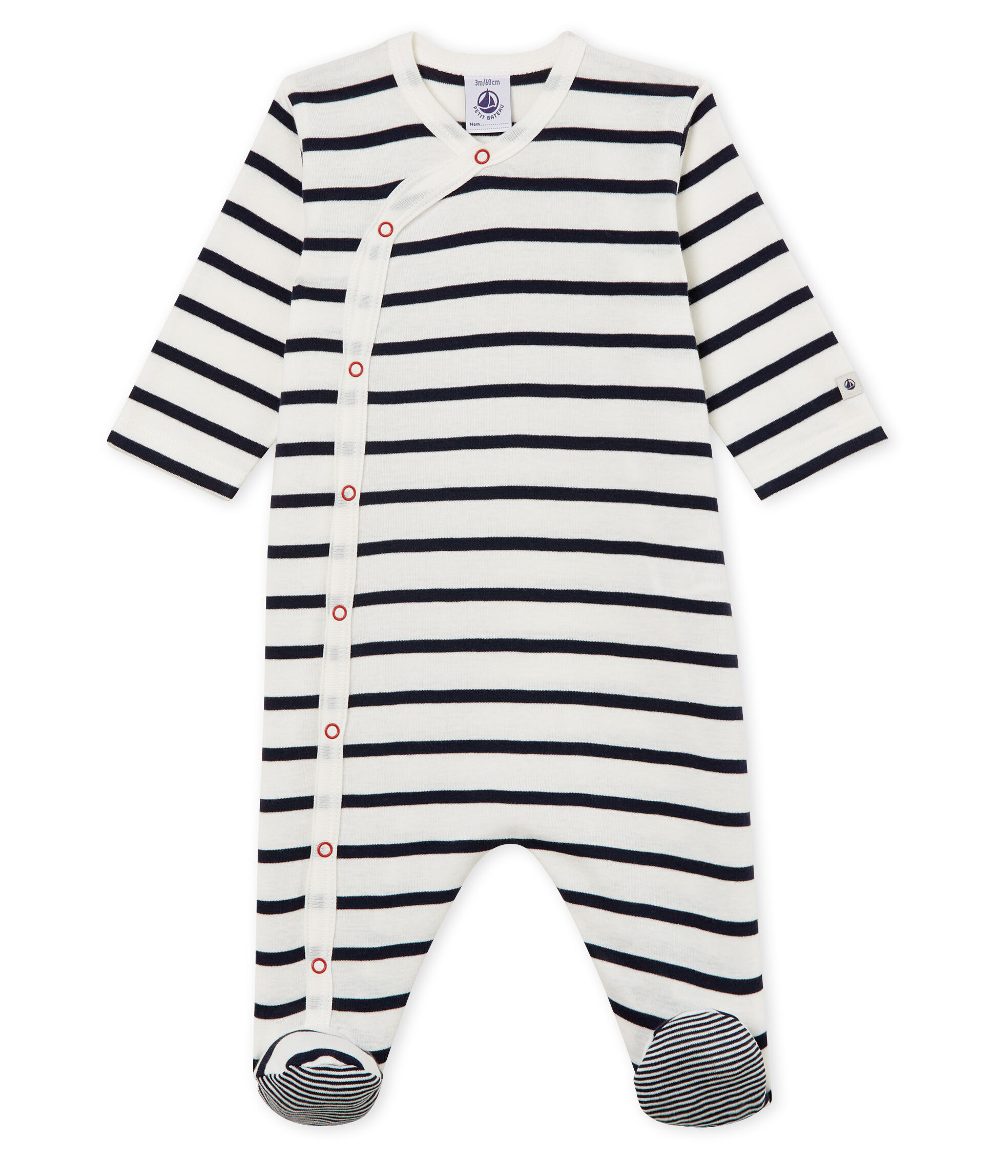 Tutina pigiama bebè unisex a costine MARSHMALLOW/SMOKING | Petit Bateau