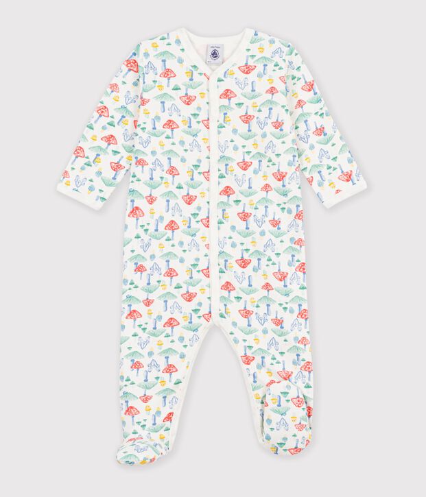 Pigiama in tessuto felpato con funghi stampati neonato bianco/multicolore