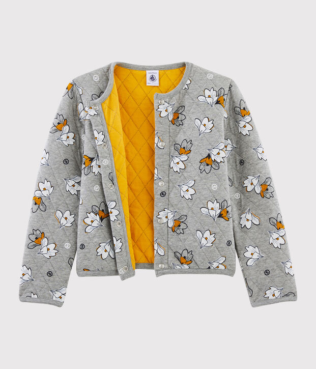 Cardigan in tubique bambina grigio/multicolore