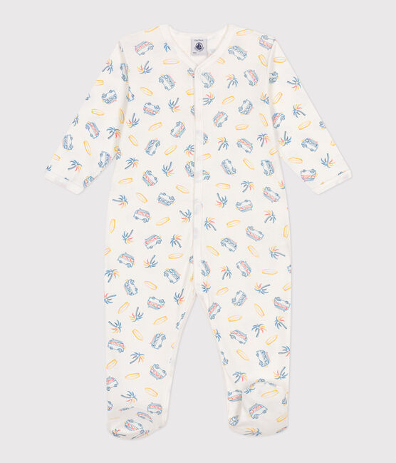 Pigiama in cotone con furgoni neonato bianco MARSHMALLOW/bianco MULTICO