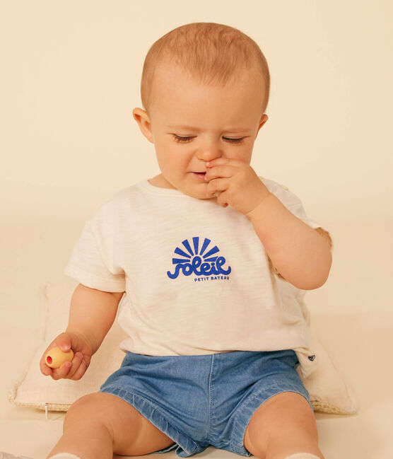 T-shirt a maniche corte bebè in jersey fiammato ecru AVALANCHE