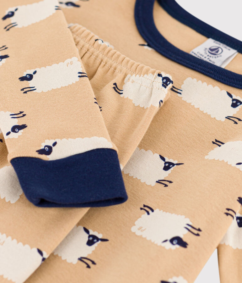 Pigiama snugfit bambina / bambino in cotone beige/multicolore