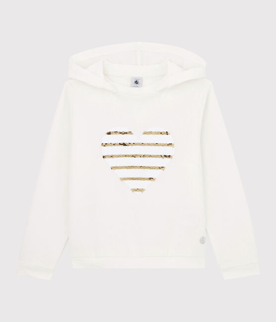 T-shirt con cappuccio bambina bianco MARSHMALLOW