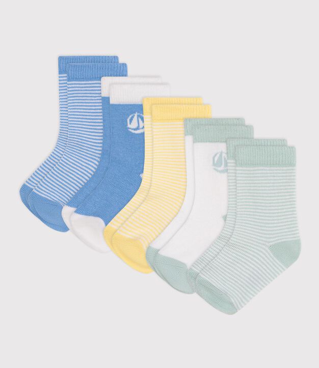 5 paia di calzini in cotone a righe neonato multicolore