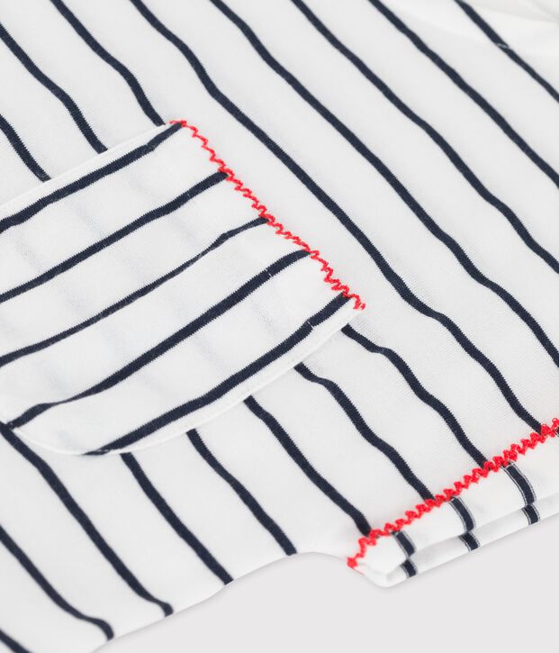 Abito bambina a maniche corte in cotone bianco/blu