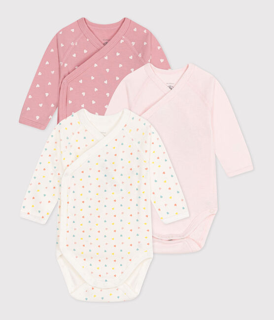Set da 3 body incrociati a maniche lunghe in cotone fantasia neonato variante 1
