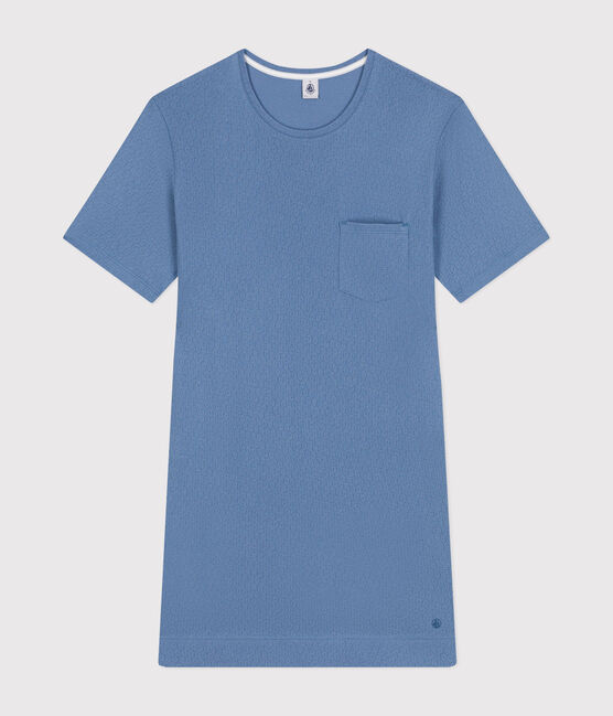 Camicia da notte in cotone traforato donna blu BEACH