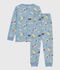 Pigiama bambino in tessuto felpato con stampa blu/multicolore
