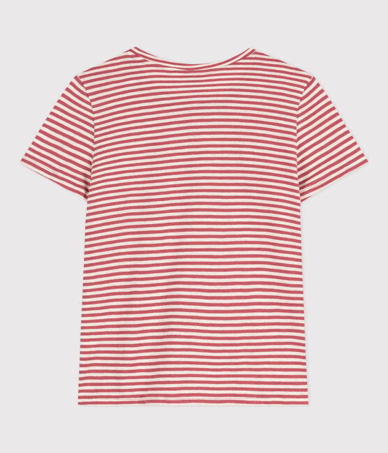 T-shirt LE DROIT girocollo in cotone donna rosa PAPI/beige AVALANCHE