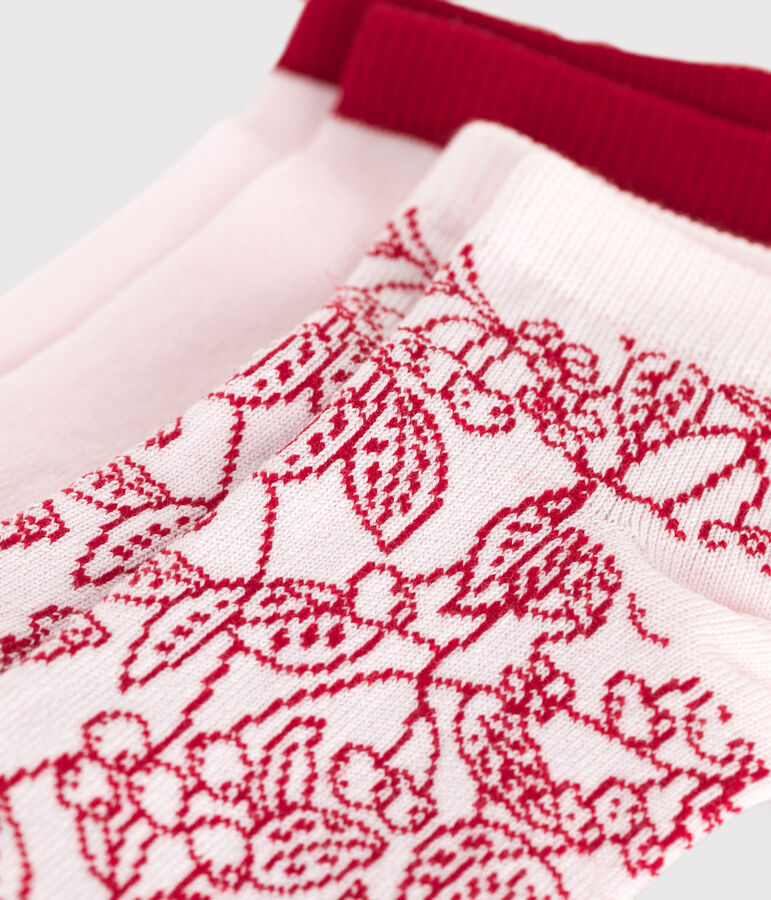 2 paia di calzini in cotone con stampa a fiori bambina multicolore