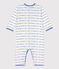 Tutina pigiama senza piedi in cotone jaquard bianco MARSHMALLOW/blu PERSE