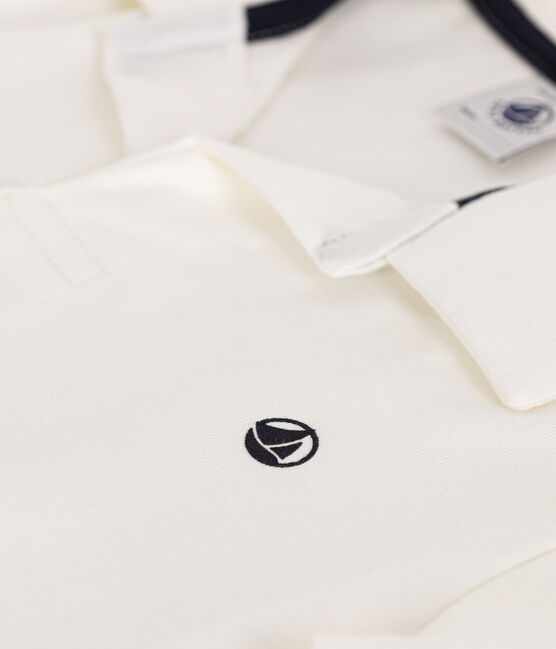 Polo a maniche corte in cotone bambino bianco MARSHMALLOW