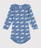 Body a maniche lunghe in cotone neonato blu BEACH/ MARSHMALLOW