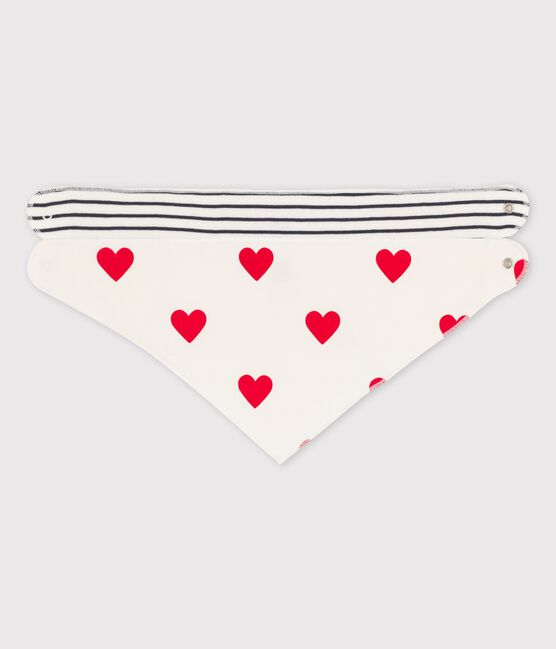 Confezione da 2 bandane-bavaglini bebè in cotone motivo cuore variante 1