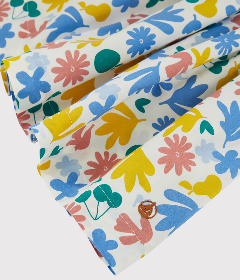 Abito a manica corta in popeline bambina bianco/multicolore