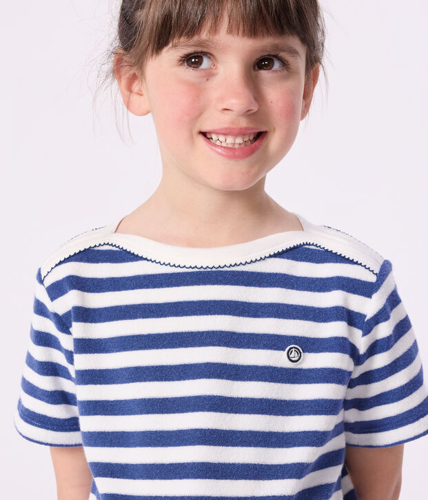 T-shirt a maniche corte in cotone a righe bambino blu/bianco