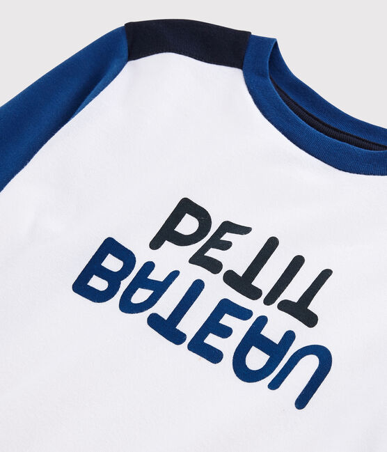 T-shirt in jersey bambino bianco MARSHMALLOW/blu MAJOR