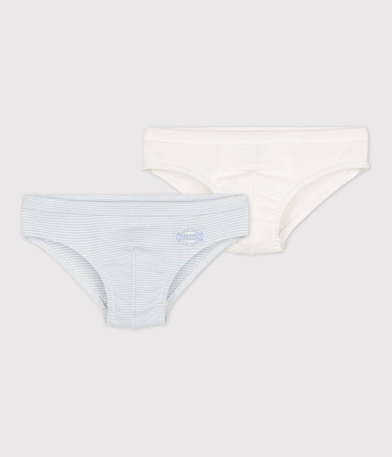 Confezione da 2 slip di cotone per bimbi, con fantasia millerighe multicolore