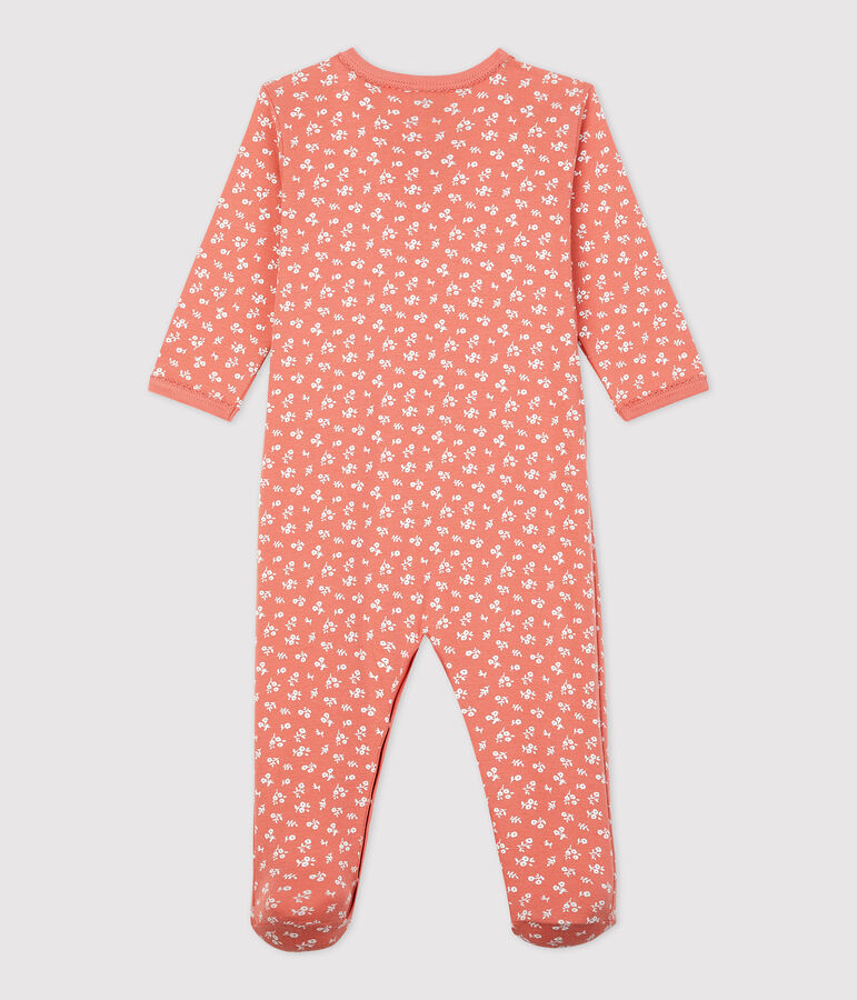 Tutina pigiama a fiori beb&egrave; in cotone biologico rosa PAPAYE/ MARSHMALLOW