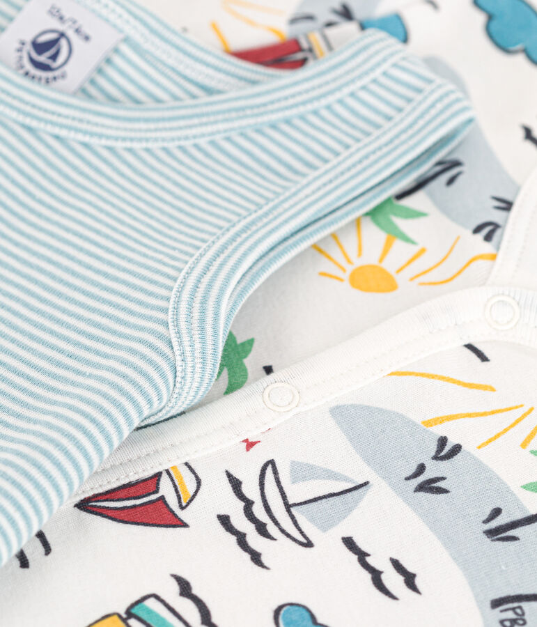 Confezione da 2 tute corte esploratori in cotone beb&egrave; multicolore