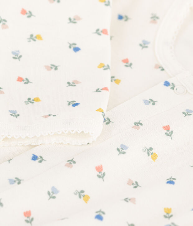 Bodyjama fiori in cotone bianco/multicolore
