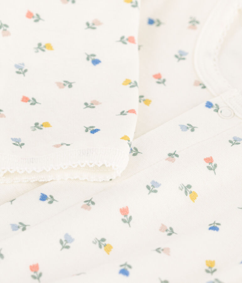 Bodyjama fiori in cotone bianco/multicolore
