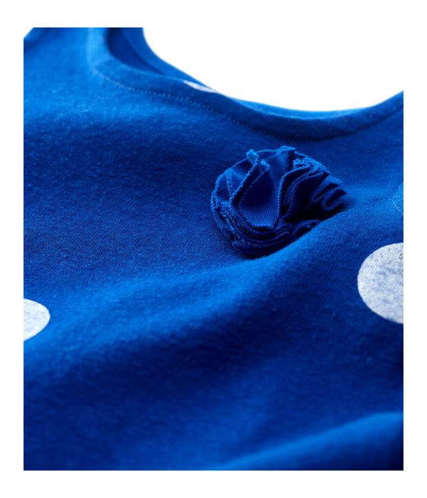 Abito senza maniche in lino beb&egrave; femmina blu/bianco