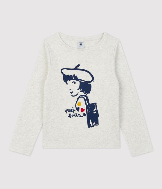 T-shirt bambina a maniche lunghe in cotone beige MONTELIMAR CHINE