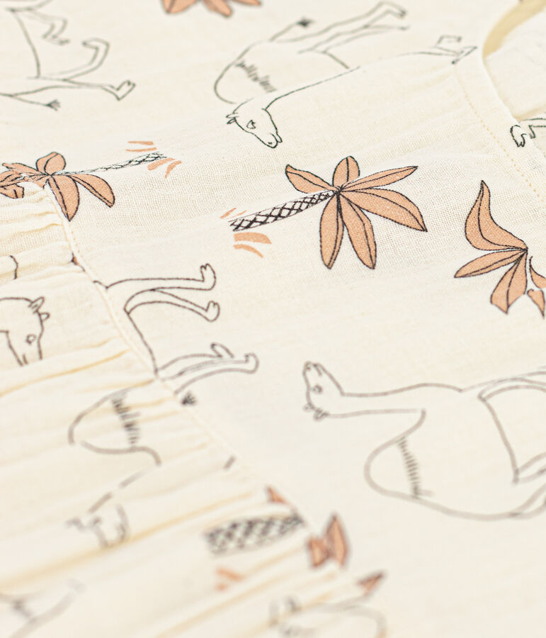 Abito bambina a maniche corte in garza di cotone bianco AVALANCHE/ MULTICO