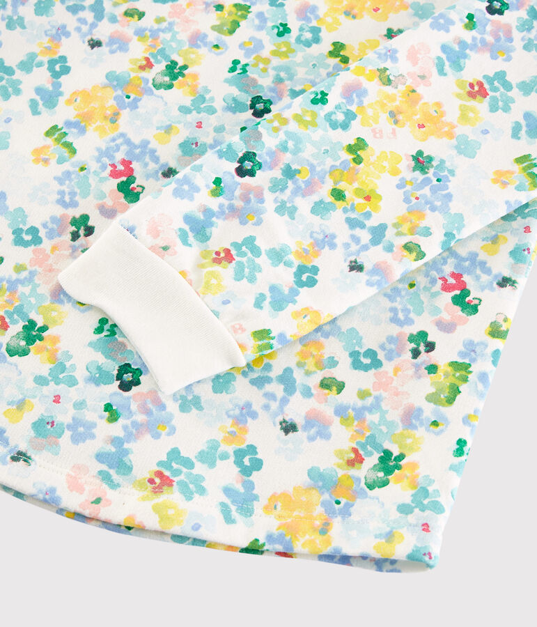 Pigiama a fiori acquarello bambina in molleton bianco/multicolore
