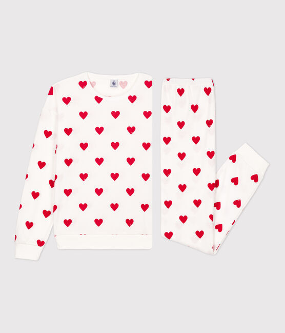 Pigiama donna in cotone cuore bianco MARSHMALLOW/rosso TERKUIT