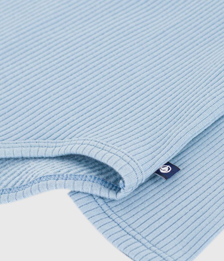 Body a dolcevita in cotone tinta unita neonato blu