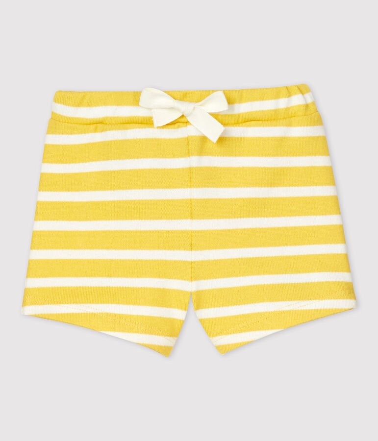 Shorts beb&egrave; in jersey spesso a righe giallo/bianco