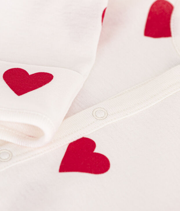 Tutina e sacco nanna cuore in cotone beb&egrave; bianco/rosso