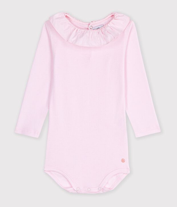 Body con colletto in cotone tinta unita neonata BARELY
