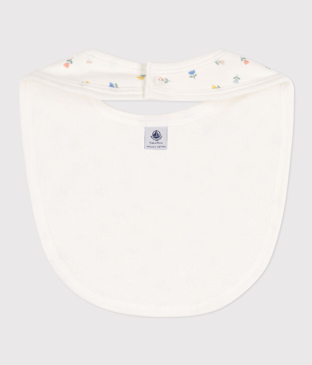 Bavaglino con stampa in cotone bianco/blu